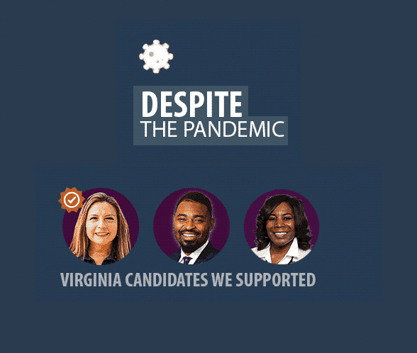 Our 2021 candidates: Elizabeth Guzman (Delegate in VA HD-31, Joshua Cole, Debra Gardner)!